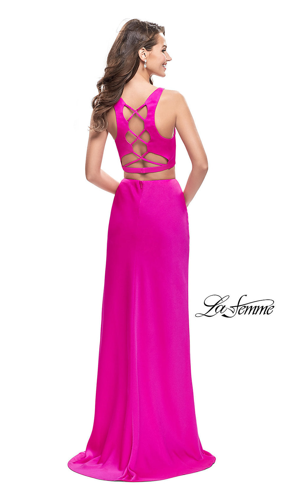 Caged-Back La Femme Two-Piece Long Formal Dress Caged-Back La Femme Two-Piece Long Formal Dress