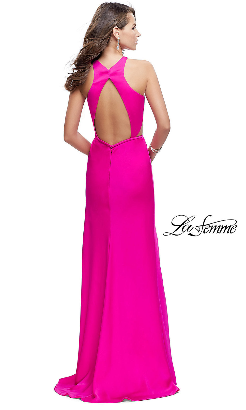  Open-Back La Femme Long Prom Dress with Slit