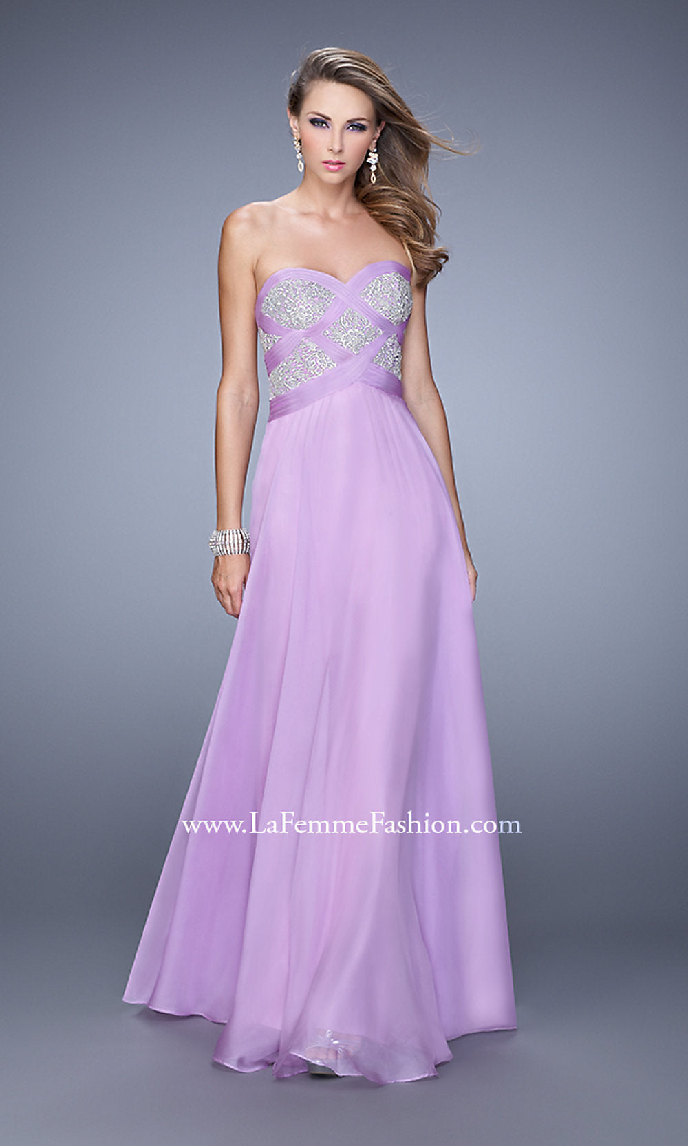 Ice Purple Long Strapless Formal Dress by La Femme