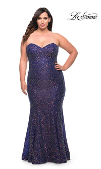 Indigo La Femme Strapless Sequin Plus-Size Prom Dress