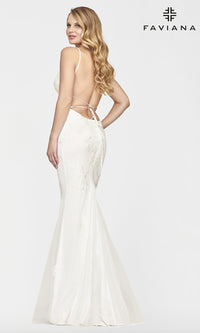  Faviana Long Open-Back Light Pink Prom Gown
