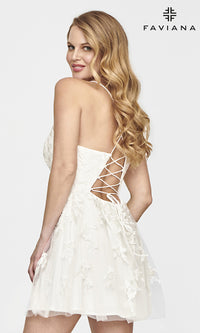  A-Line Faviana Short Floral-Lace Homecoming Dress
