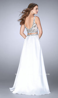  Ivory Two-Piece Beaded Ball Gown with Pockets