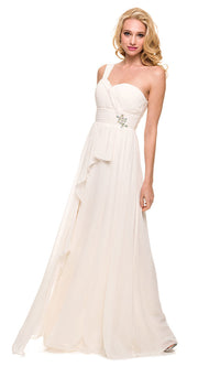Ivory Sweetheart Long One-Shoulder Formal Evening Gown
