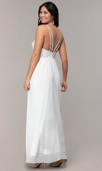  Sequin-Bodice Chiffon V-Neck Prom Dress by Simply