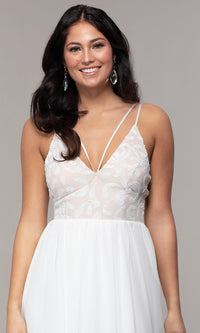 Sequin-Bodice Chiffon V-Neck Prom Dress by Simply
