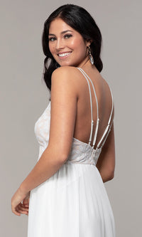  Sequin-Bodice Chiffon V-Neck Prom Dress by Simply