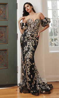 Black Gold Long Formal Dress J844 by Ladivine
