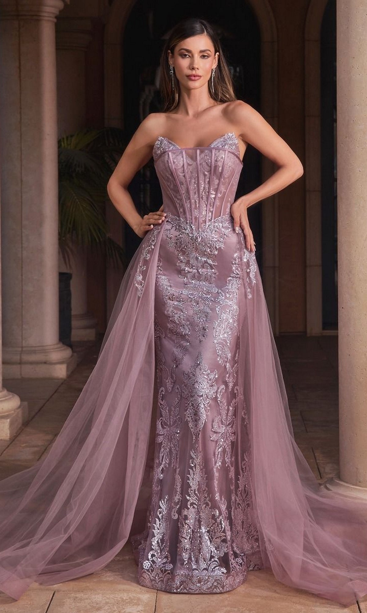 Dusty Mauve Long Formal Dress J858 by Ladivine