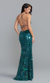  Backless Sequin-Print Long Sexy Formal Prom Dress
