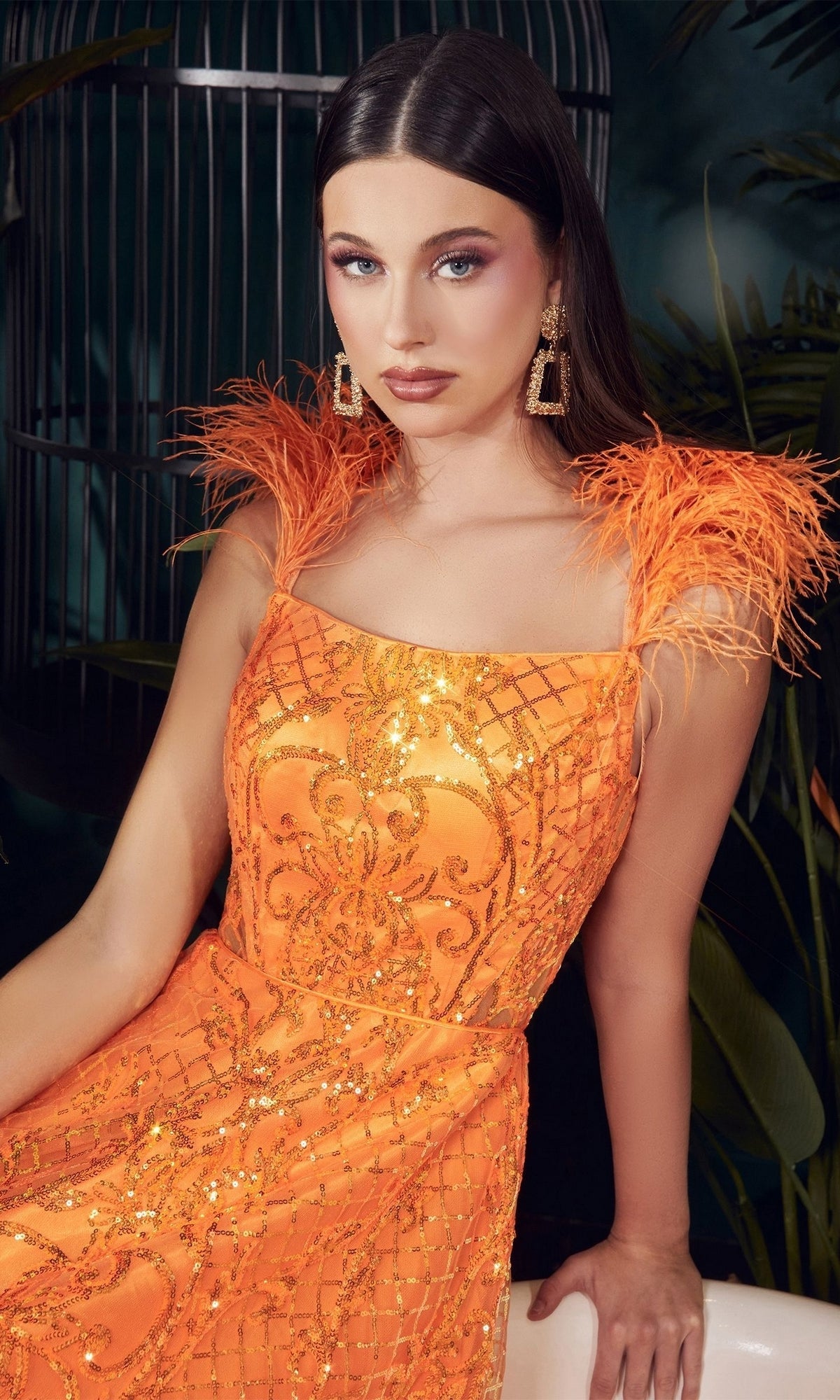 Ladivine Dress KV1076, Formal Evening Gown Neon Orange / 6 Ladivine Dress KV1076, Formal Evening Gown Neon Orange / 6