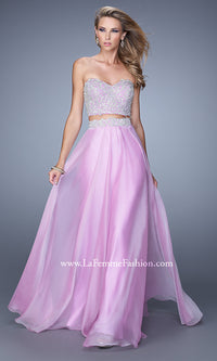 Lavender Long Two-Piece La Femme Designer Prom Dress