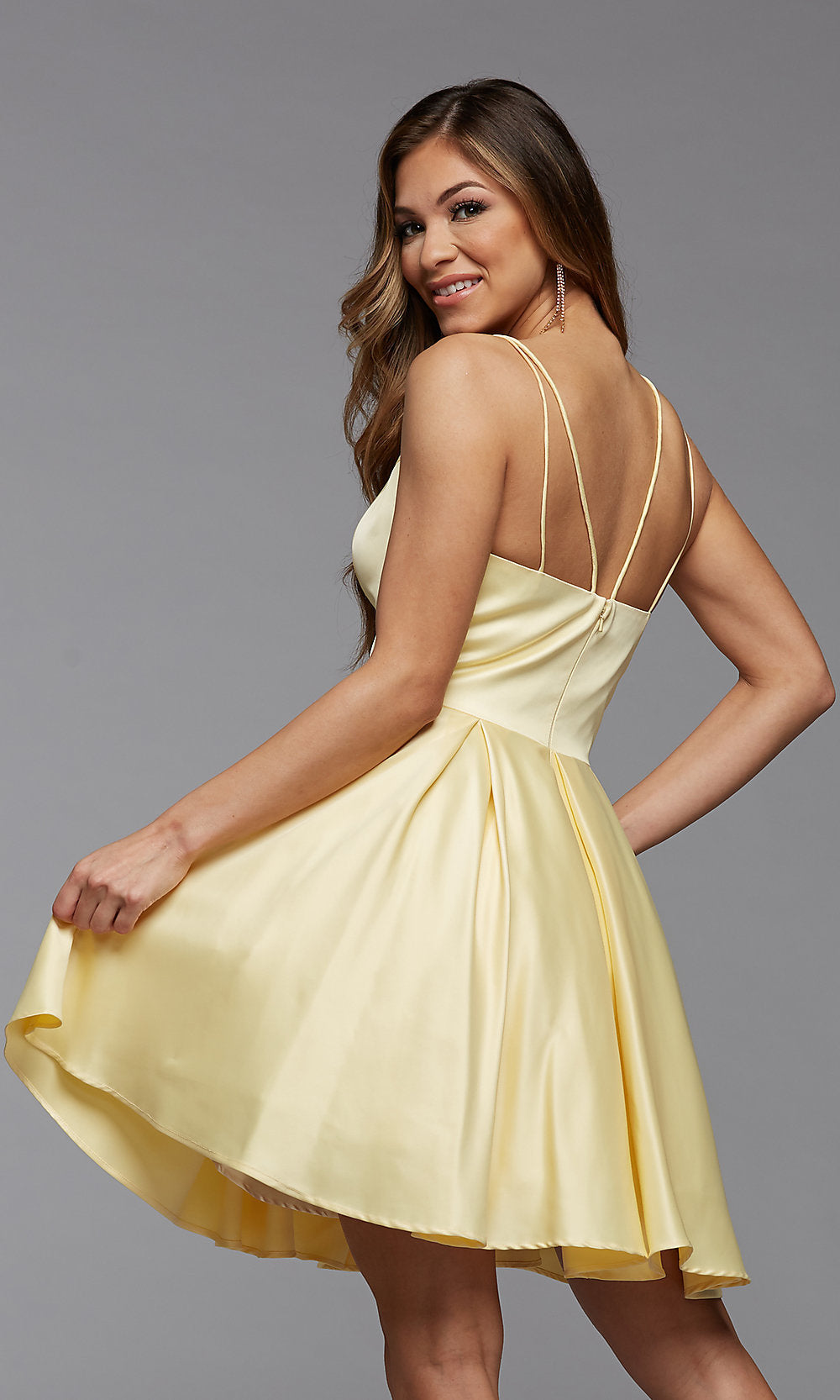  V-Neck Cute Short Fit-and-Flare Prom Dress
