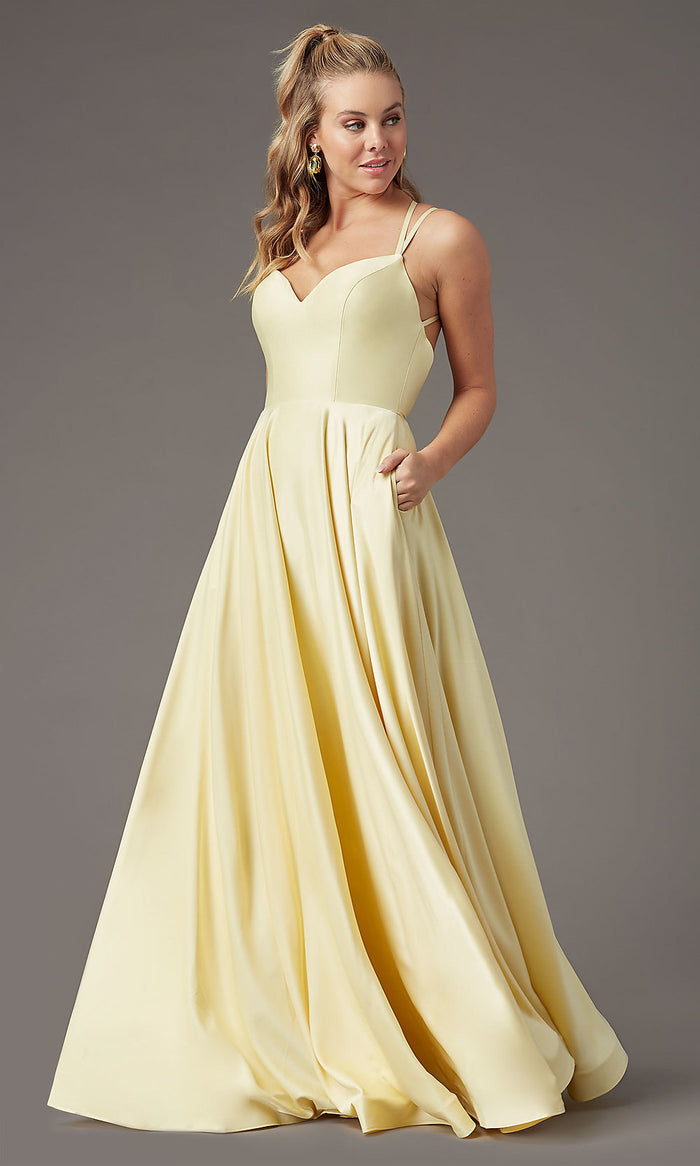 Lemonade Sweetheart Long Satin Prom Dress by PromGirl