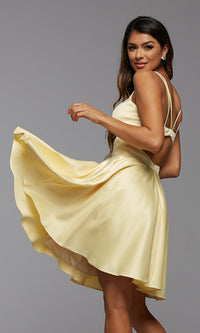 Lemonade Short Fit-and-Flare Homecoming Dress with Cut Outs