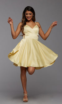  Short Fit-and-Flare Homecoming Dress with Cut Outs
