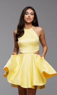 Lemonade Corset-Back Side Cut-Out Short Homecoming Dress