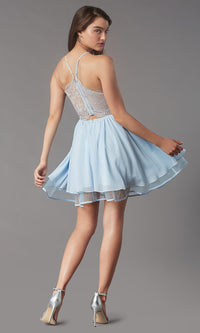  Lace-Back Short Chiffon Homecoming Party Dress