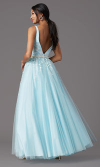  Long V-Neck Ball-Gown-Style Prom Dress by PromGirl