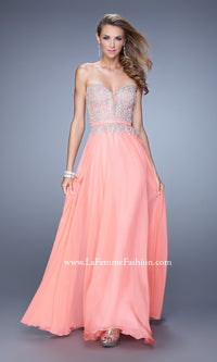 Light Coral Elegant Black Strapless Evening Gown by La Femme
