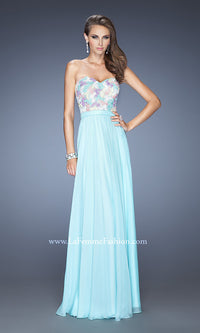 Light Mint La Femme Strapless Long A-Line Formal Dress