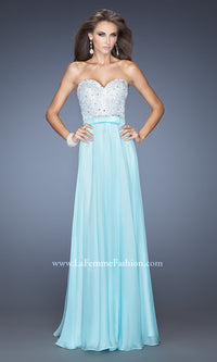 Light Mint La Femme Long Strapless Beaded Dress
