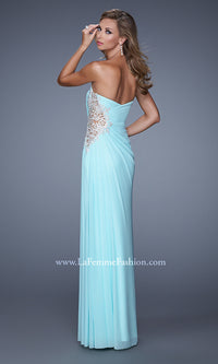  Sheer-Side Long Strapless Formal Dress by La Femme