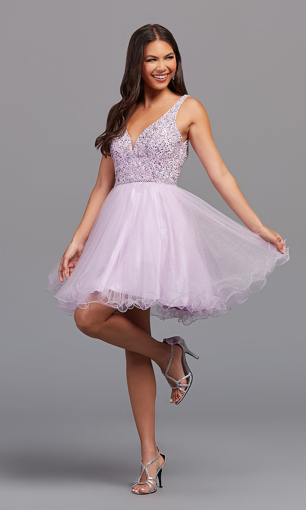  Beaded Fit-and-Flare Short Formal Homecoming Dress