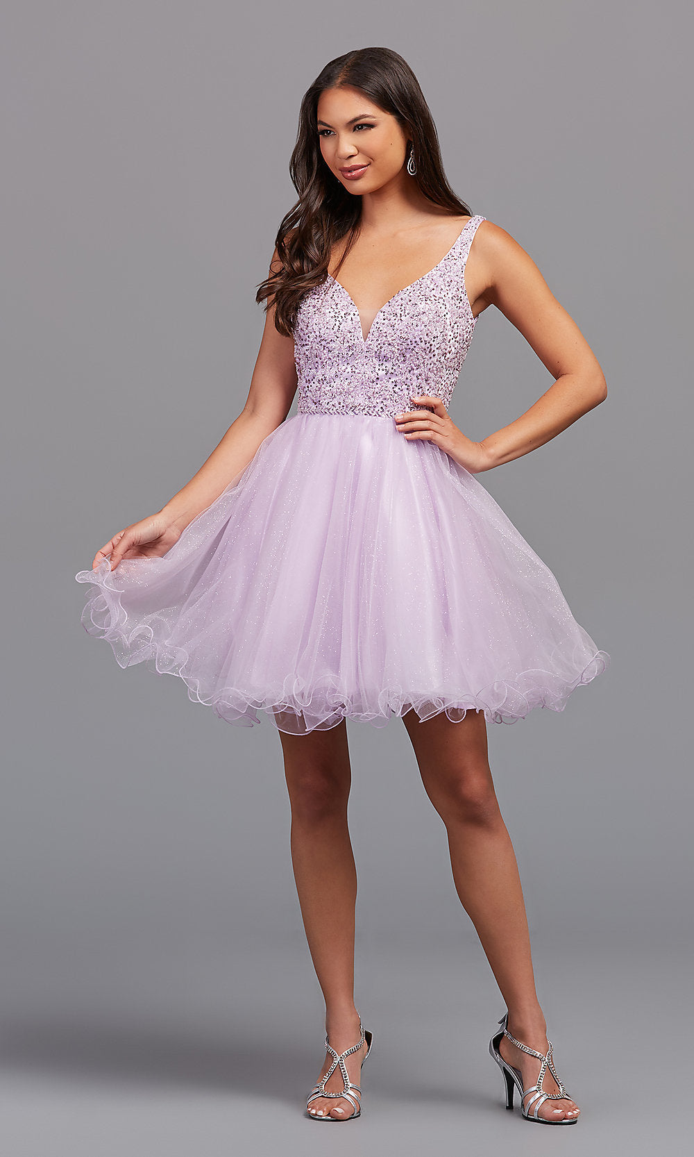  Beaded Fit-and-Flare Short Formal Homecoming Dress
