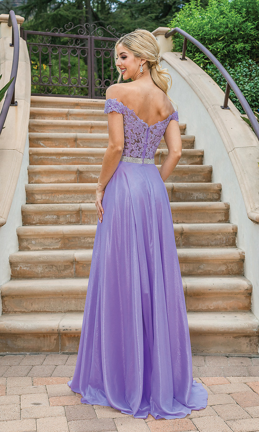 Sheer-Bodice Long Metallic Prom Dress - PromGirl Blush / Small Sheer-Bodice Long Metallic Prom Dress - PromGirl Blush / Small
