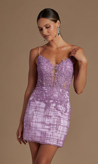 Lilac Illusion Corset-Bodice Sexy Short Homecoming Dress