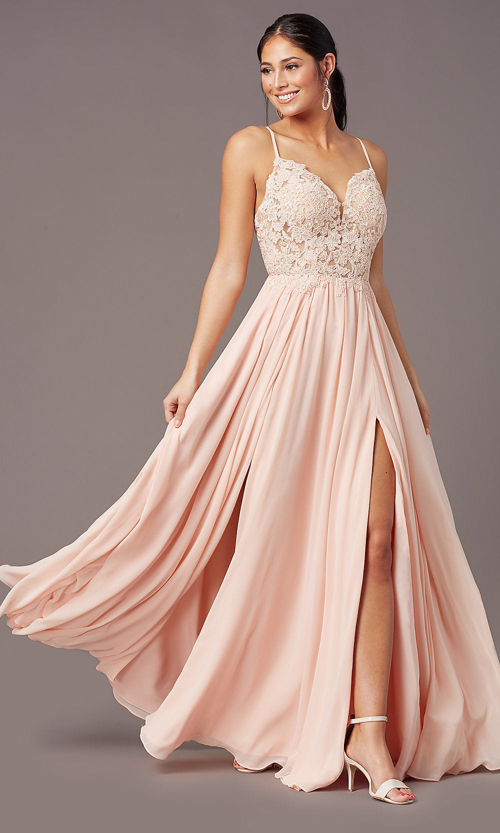 Macaron PromGirl Long Formal Prom Dress with Embroidery