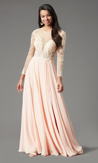 Macaron Long-Sleeve Long Formal Prom Dress by PromGirl