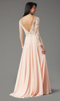  Long-Sleeve Long Formal Prom Dress by PromGirl