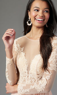  Long-Sleeve Long Formal Prom Dress by PromGirl
