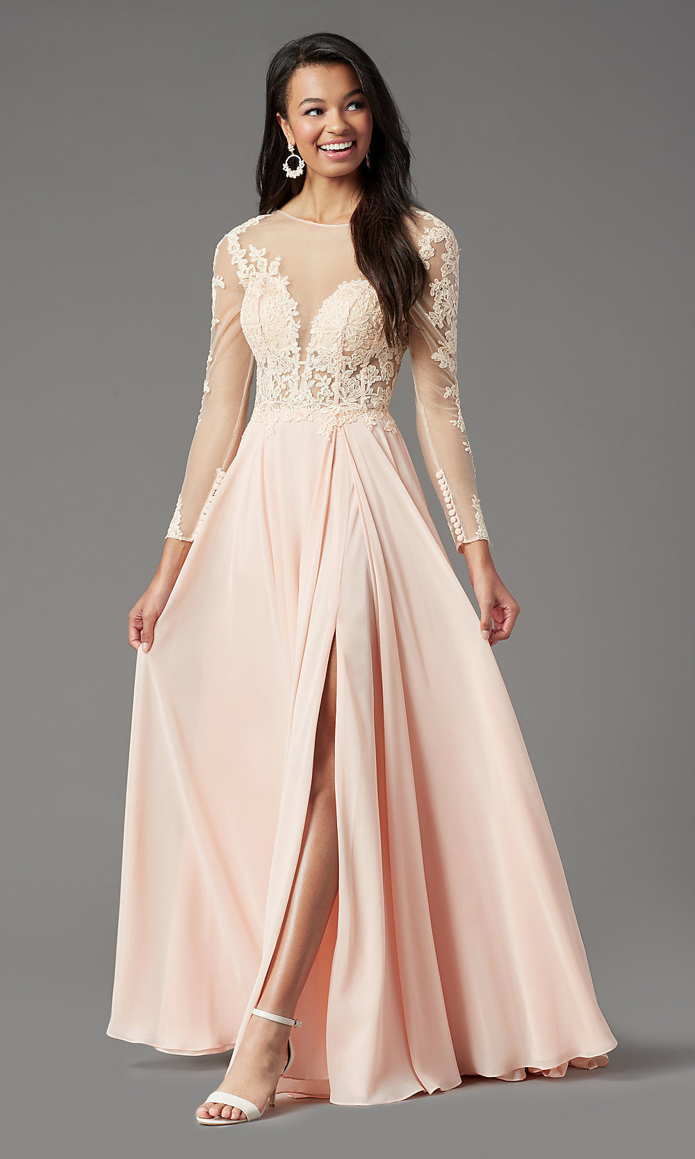  Long-Sleeve Long Formal Prom Dress by PromGirl