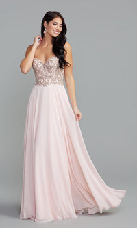 Macaroon Long Strapless A-Line Prom Dress with Back Corset