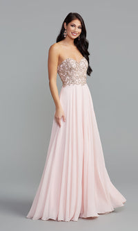  Long Strapless A-Line Prom Dress with Back Corset
