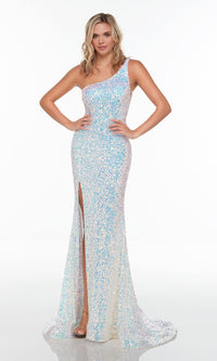 Magic Opal Alyce One-Shoulder Long Allover-Sequin Prom Dress