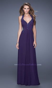 Majestic Purple La Femme Long A-Line Formal Dress with Beading
