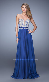 Marine Blue Elegant Black Strapless Evening Gown by La Femme