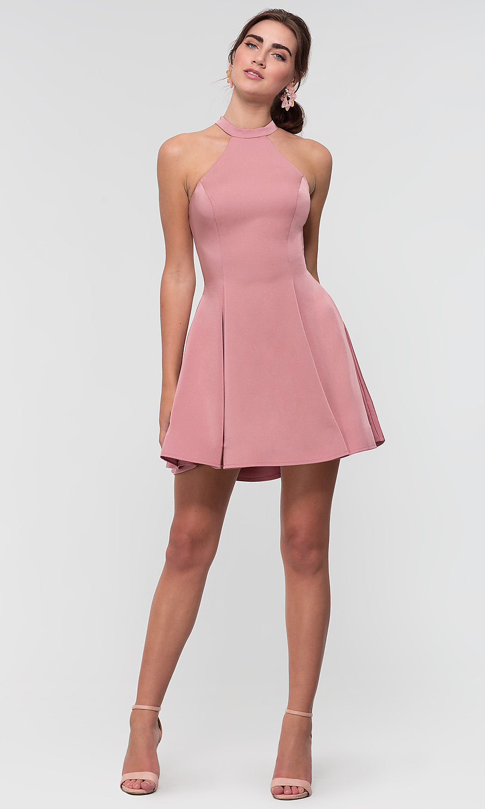  Satin Short Homecoming Party Dress with Pockets