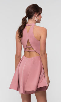  Satin Short Homecoming Party Dress with Pockets