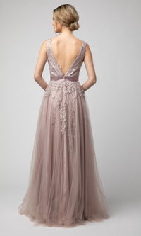  V-Neck Long Embroidered Shail K Formal Prom Dress