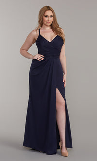  Tight Long Formal Prom Dress with Front Drape