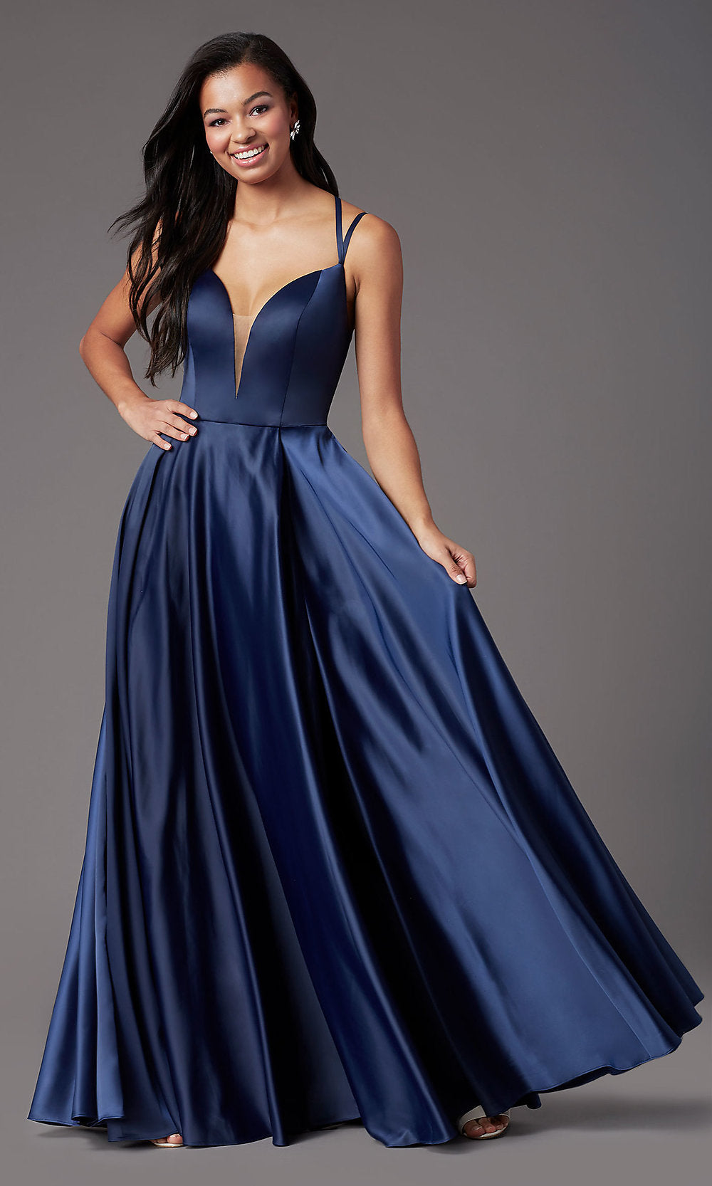 Midnight PromGirl Open-Back Long Classic Formal Prom Dress