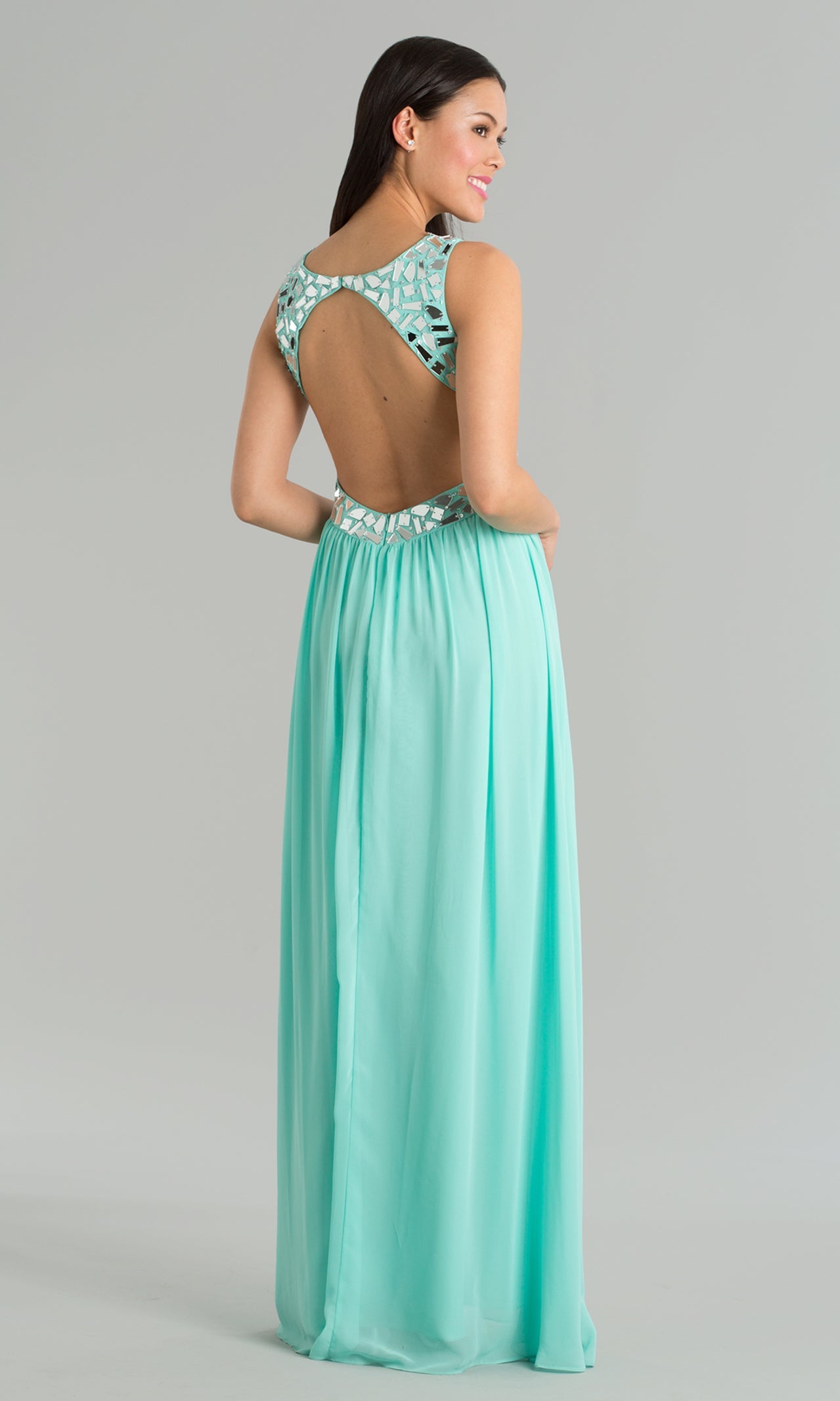  Sleeveless V-Neck Floor Length Dress