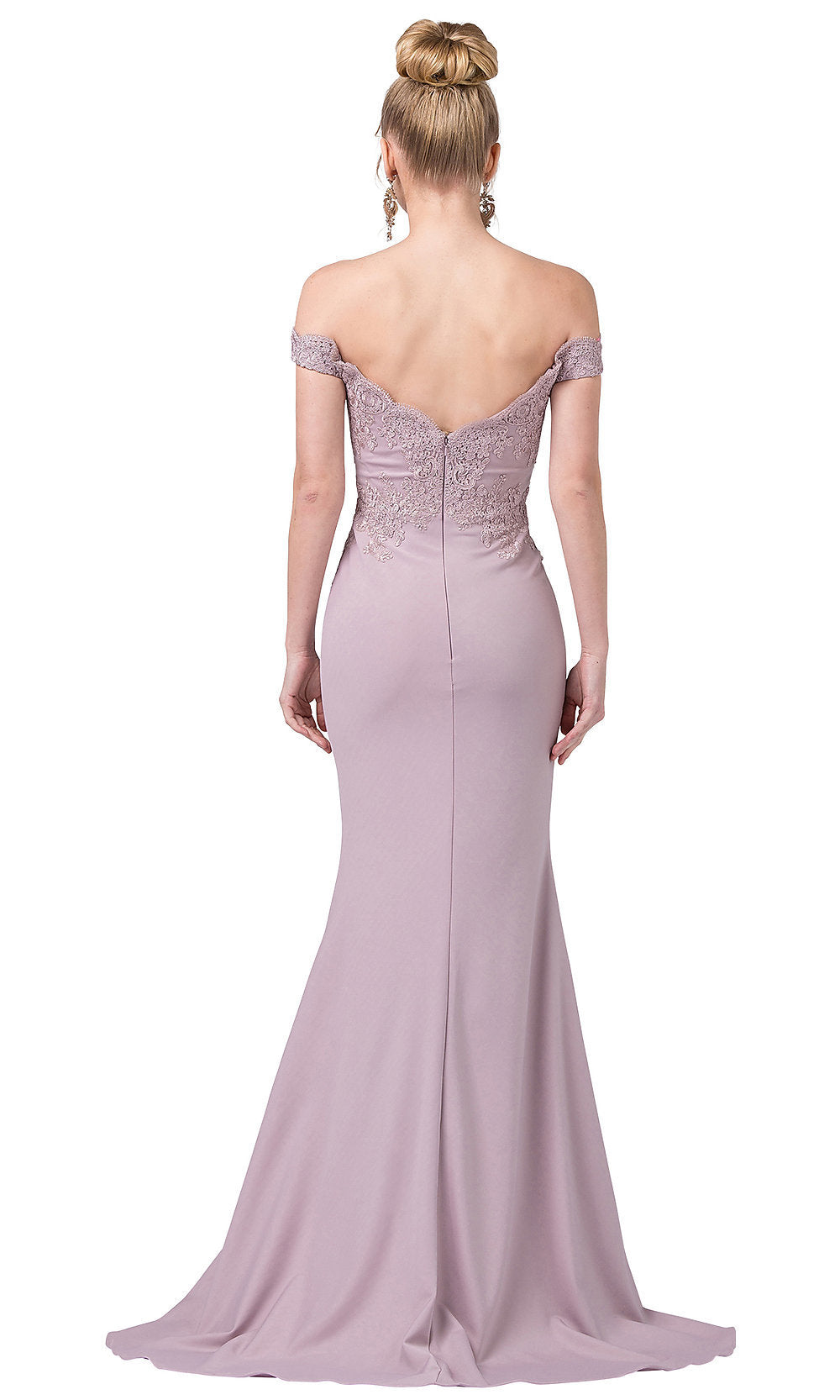  Embroidered Off-the-Shoulder Sweetheart Prom Gown