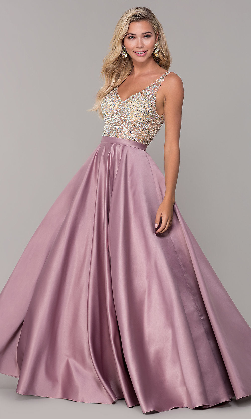 V-Neck Long A-Line Prom Dress with Pockets