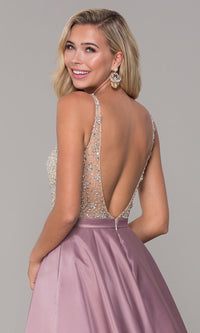  A-Line Long V-Neck Prom Dress with Pockets